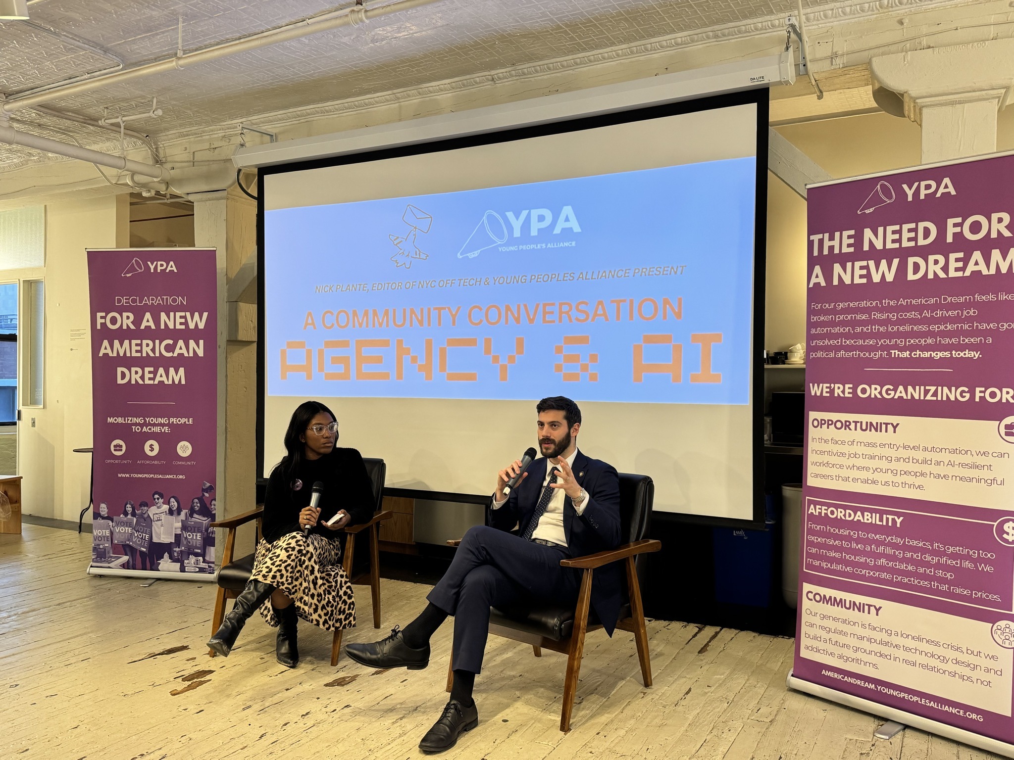 YPA community conversation on Agency and AI with two speakers