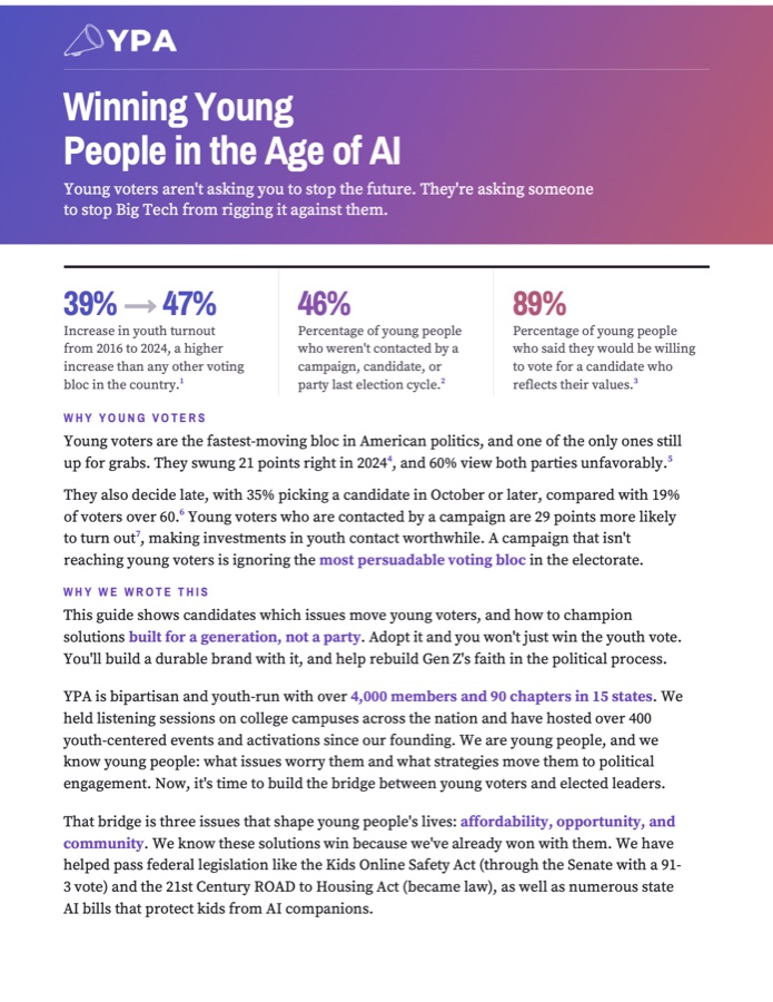 Cover of the candidate guide Winning Young People in the Age of AI