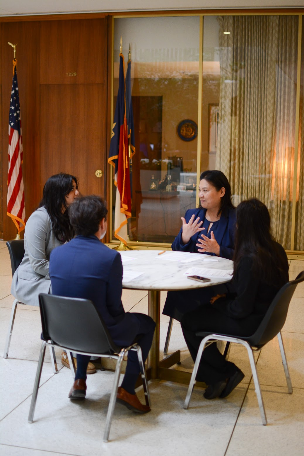 YPA members meeting with legislator at round table discussion