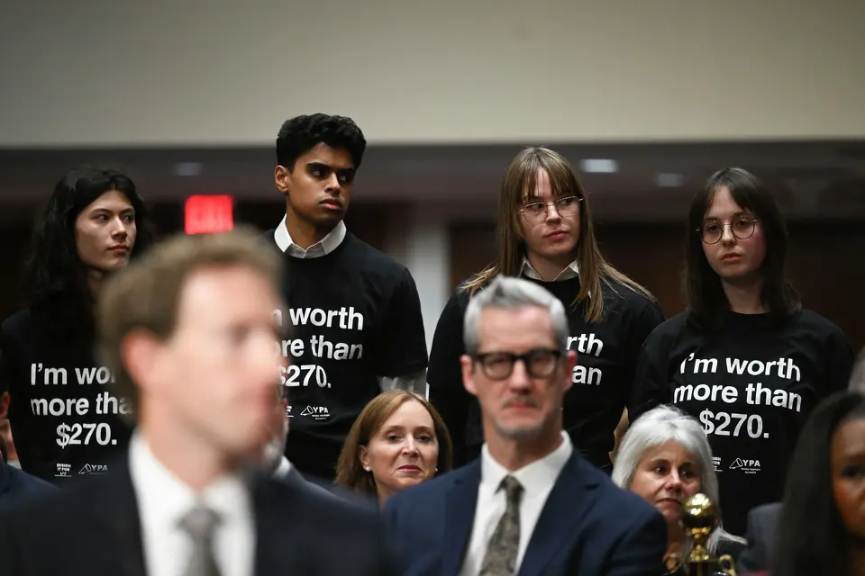 YPA members wearing 'I'm worth more than $270' shirts at Senate hearing with Mark Zuckerberg